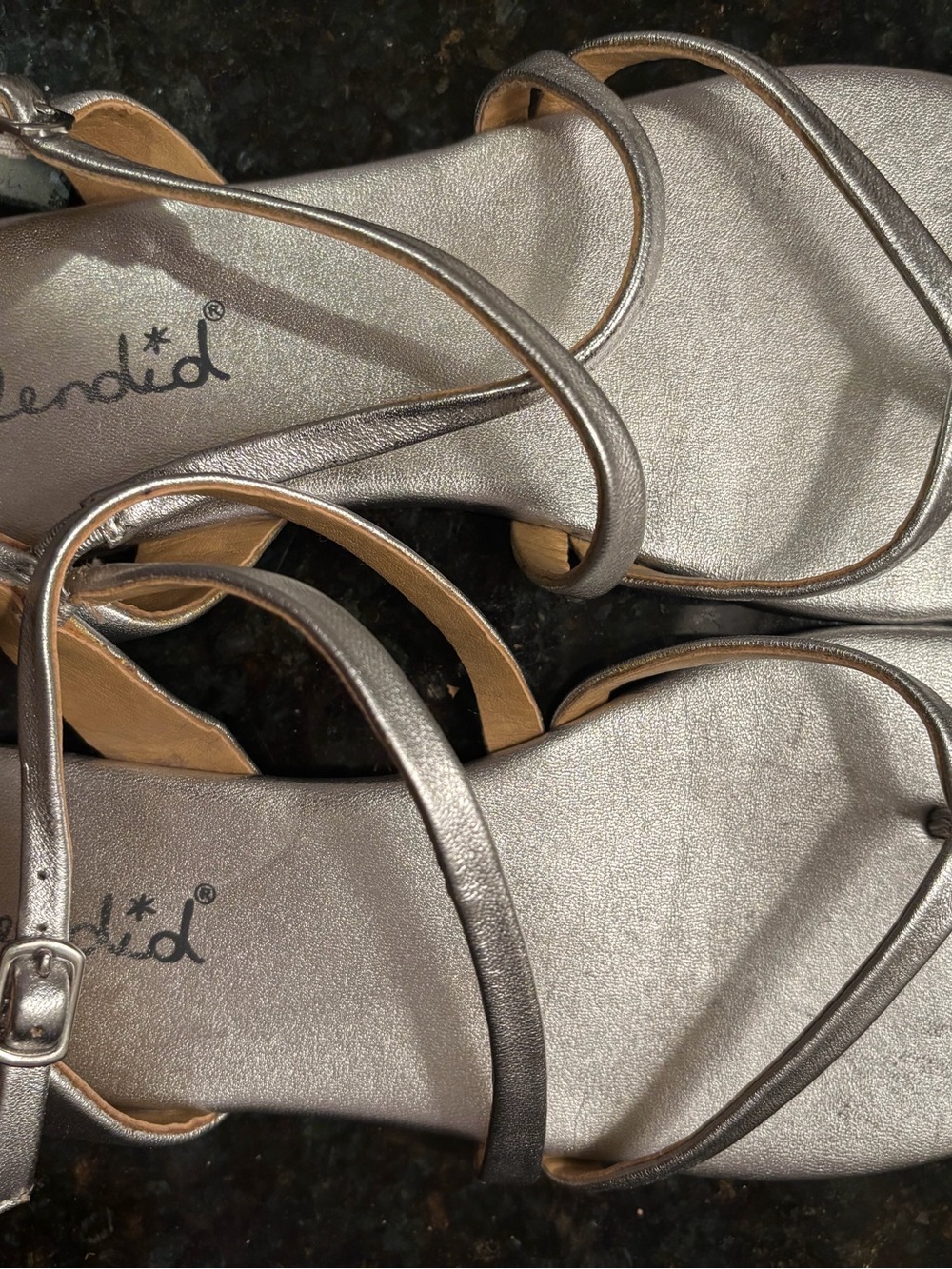 Splendid Silver Metallic Strappy Open-Toe Sandals